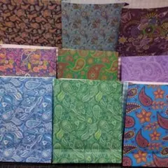 ペイズリー柄＆チェックA　折り紙ミニ紙袋　ギフト袋セット（ハンドメイド）9枚