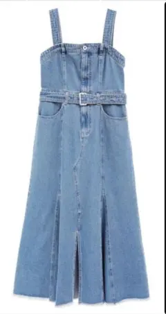 デニムブルー スリーブレス ジャンプスーツ(フリーサイズ)