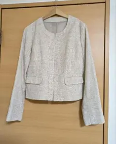 【ミー様専用】COMME CA ISM　ノーカラージャケット ラメベージュ　L