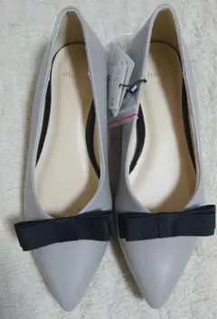 【新品未使用・index】フラット パンプス　Mサイズ リボン取外し可能