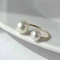 あこや真珠イヤーカフ　リング　2way 14kgf