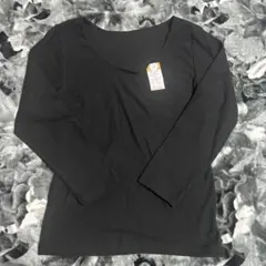 LLサイズ あったか裏起毛インナー 黒の トップス