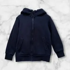 【ユニクロ】長袖ボアパーカー フルジップアップ　厚手 裏ボア ネイビー 120