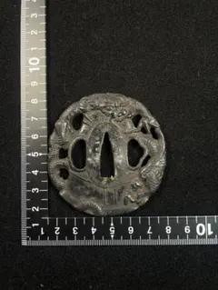 無銘 鉄地透かし鐔 茗荷図 鍔 拵 日本刀 刀装具 骨董 古美術 江戸時代
