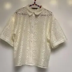 honeysuck roseレース 半袖シャツ ブラウス ホワイトのサムネイル
