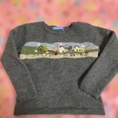 ファミリア セーター 120 男女兼用 グレー 可愛い風景デザイン