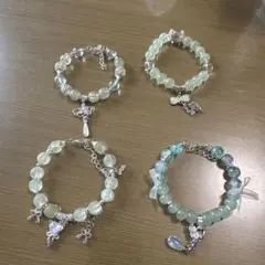 天然石とシルバーのブレスレット4点セット