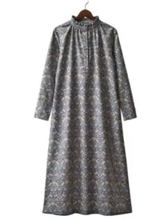 コーデュロイ総柄ワンピース　３L