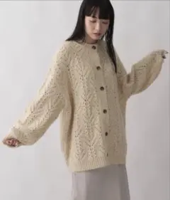 lowrysfarm ラメスカシニットカーディガン　アイボリー