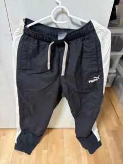 PUMA ナイロンジャージパンツ S 黒/白 メンズパンツ、レディースパンツ