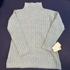 レディース　ニット　セーター　ハイネック　タートル　水色　スカイブルー　長袖