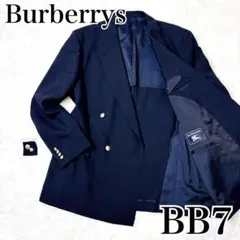希少✨️Burberrys 紺ブレ ダブル 刻印 金ボタン モヘヤ混 BB7 3L