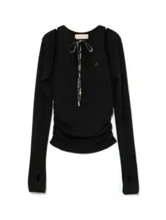 andmary Ami shirring logo tops black - メルカリ