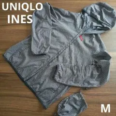 ユニクロ　イネス　チェック柄フード付きジャケット　ポケッタブル