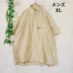 a1958美品エーグル 総柄 プルオーバー半袖シャツ（XL）ライトイエローのサムネイル