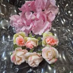 ピンク系ミニバラ アジサイ 造花 セット