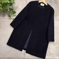 ノーカラーコート ロングコート