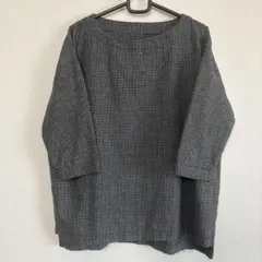 チェック柄五分袖トップス