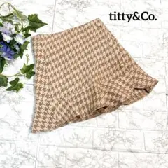 titty&Co. 千鳥柄 スカパン ミニスカート ベージュ フレア ボタン付きのサムネイル