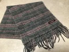 カシミヤ チェック柄 マフラー フリンジ付き