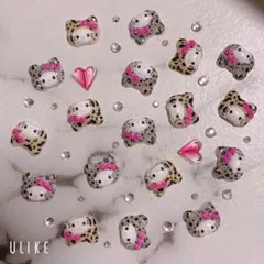 ネイルパーツ★nailヒョウ柄キティ　ギャルキティ　レオパード
