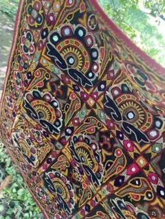 インド vintageのパッチワーク ミラーワークラグ タペストリー - メルカリ