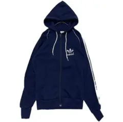 80s アメリカ製 adidas ラグラン ジップ パーカ ネイビー M USA