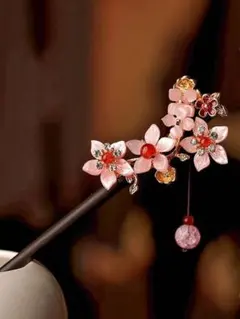 花モチーフ かんざし ピンク【新品】着物　卒業式　入学式　春