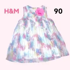 H&M ノースリーブ プリーツ 水彩調 花柄 90リゾート 夏 シースルー 姉妹のサムネイル