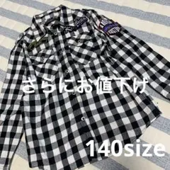 ☆白黒チェック　140 ロングシャツ　子供服　美品　綺麗　長袖