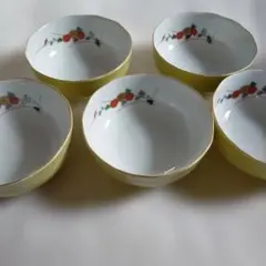 新品　小鉢　5個セット　香蘭社　菊柄　陶磁器 　木箱入り