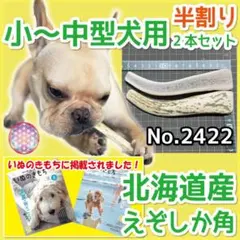 小～中型犬用 エゾ鹿の角 半割り2本 北海道産 犬のおもちゃ 24225のサムネイル