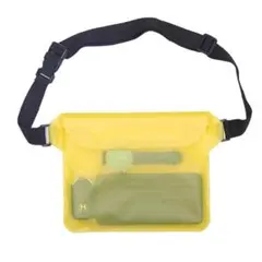 防水ウエストポーチ 黄色　22×18cm 防水バッグ ウエストバッグ 海 プール