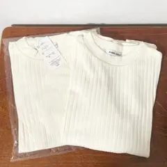 『２枚セット』綿混プチハイネック リブカットソー