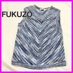 FUKUZO ニットベスト マルチカラー ブルー系 綿 レディースLのサムネイル