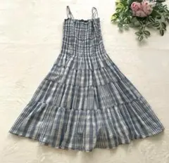 美品♡ポロラルフローレン　チェック　レイヤード　フレア　キャミワンピース