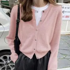 クルーネックニットカーディガン