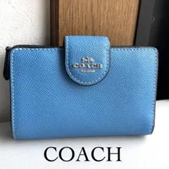 COACHコーチ2つ折財布　ブルー