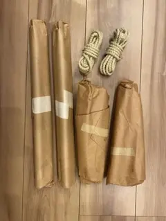 USパップテント(ファスナー加工済)　シェルターハーフ2枚　木製ポールペグセット USパップテント② 米軍 軍幕 ハーフシェルター2枚 ポール2本