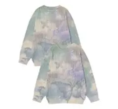 HOOK for girls ぼかしバタフライ総プリントニットプルオーバー　M