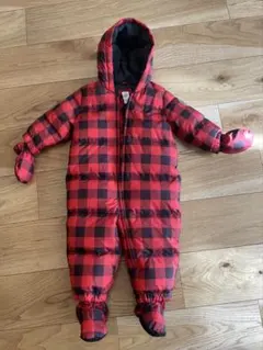 Baby GAP 赤黒チェック フード付きジャンプスーツ