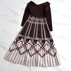 26SS Her lip to レイヤードチェックニットワンピース M