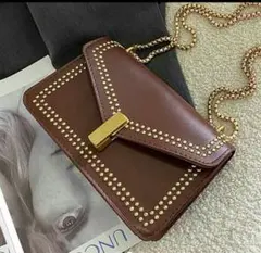 2way 刺繍 リベット チエーン 斜めがけ 肩掛け ショルダーバッグ　ミニ