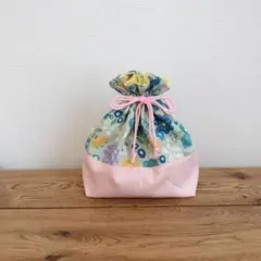 SALE　現品限り☆　ハンドメイド　お弁当袋　ミントグリーン×ピンク