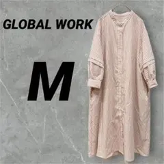 GLOBAL WORK ピンクストライプ シャツワンピース M 古着 美品