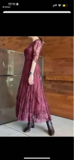 バーガンディ レースドレス　snidel オケージョン　ワンピース　ボルドー