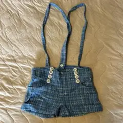 ANAP サスペンダー付き青ショートパンツ　ツイード素材
