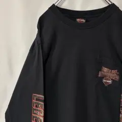 USA製　ハーレーダビッドソン　ロングTシャツ　プリントロゴ　Lサイズ　ブラック
