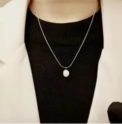 コインラウンドネックレス　メッセージ　サージカルステンレス　スネークチェーン