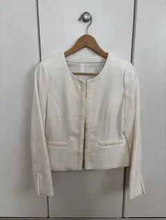 フォーマル　ノーカラージャケット　卒業式　入学式　発表会　白　アイボリー　11号